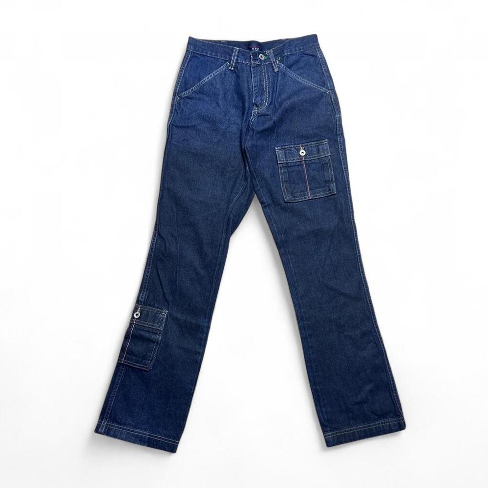 Tommy Hilfiger Jeans 90s Vintage Cargo Denim Bootcut Hip Hop Skater Pants 28”